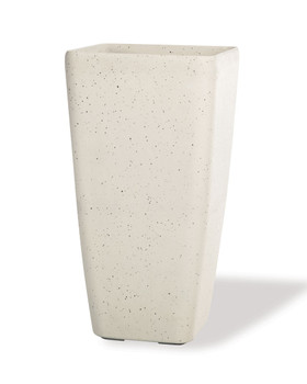 Tall Cubico Decorative Container - 9"W x 16"H - Sand White. Available at Petals.
