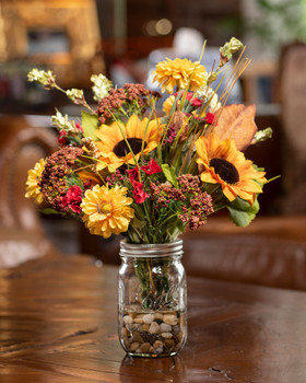 Sunflower & Zinnia Artificial Autumn Accent