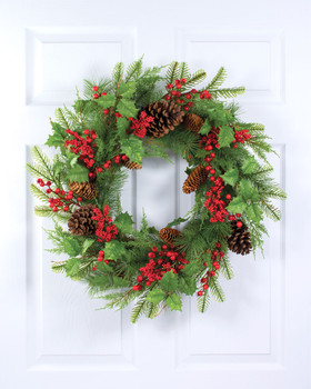 Pine, Berry & Cedar 24" Artificial Holiday Wreath