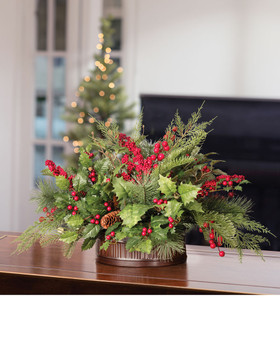 Pine, Berry & Cedar Medium Artificial Holiday Centerpiece