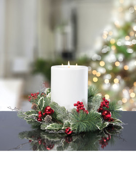 Jingle Bells Artificial Holiday Candle Ring Set of 2