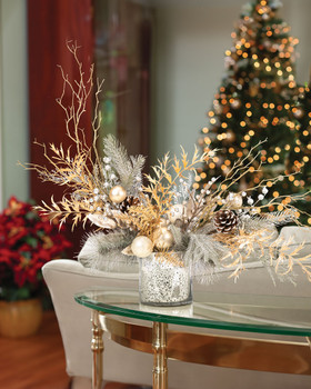 Champagne Elegance Artificial Holiday Centerpiece