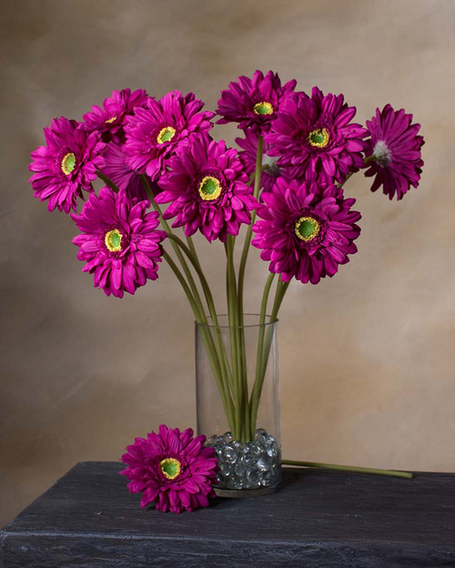 Fuschia Silk Gerbera Daisy Flower Stem