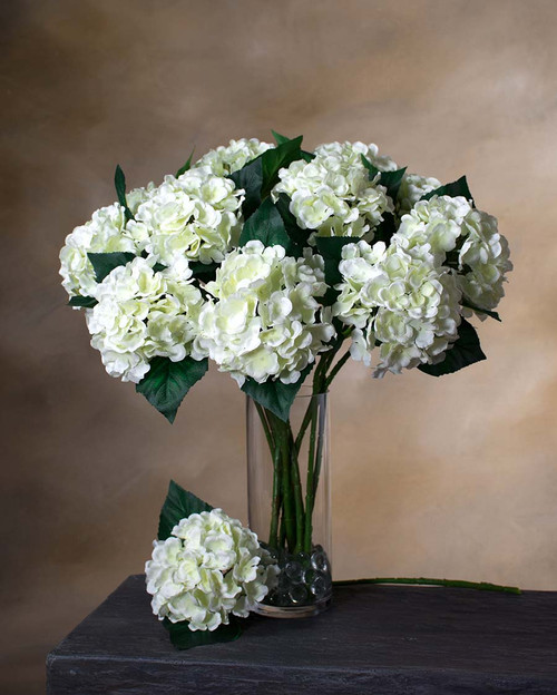 Bridal White Silk Hydrangea Flower Stem