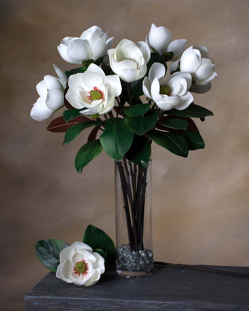 24" Large Faux Magnolia Flower Stem