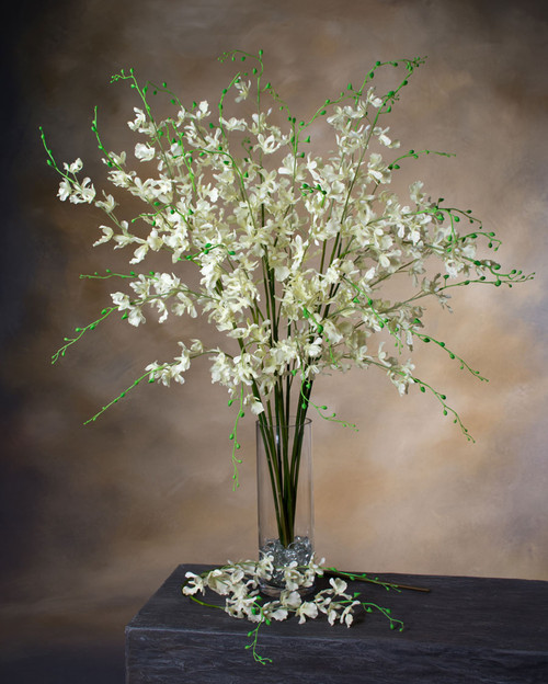 38" Artificial Dancing Orchid Flower Stem in Cream.