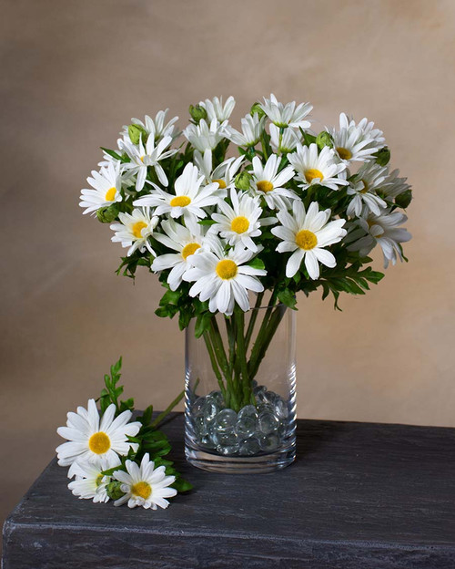 White Daisy Silk Flower Stem Spray (x 3) with Bud