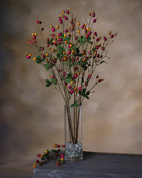31" Rosehip Silk Flower Stem Spray