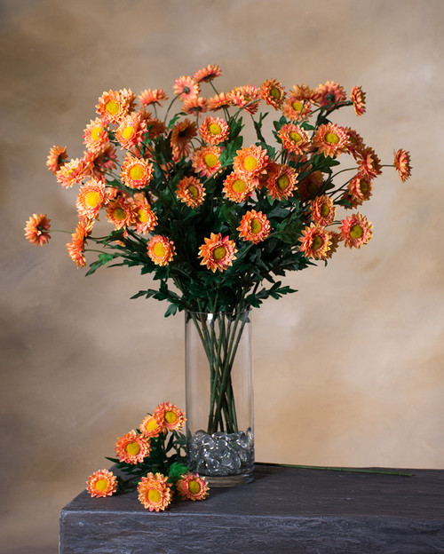 Peach Daisy Silk Flower Stem Spray