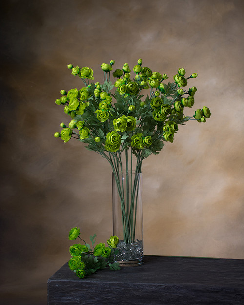 Green Ranunculus Silk Flower Stem Spray