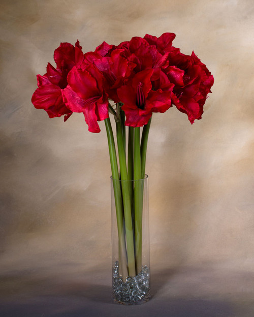 32" Faux Amaryllis Flower Stem in Red.