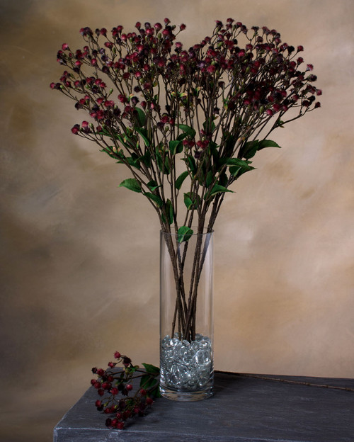 28" Budding Thistle Artificial Foliage Stem Spray in Burgundy.