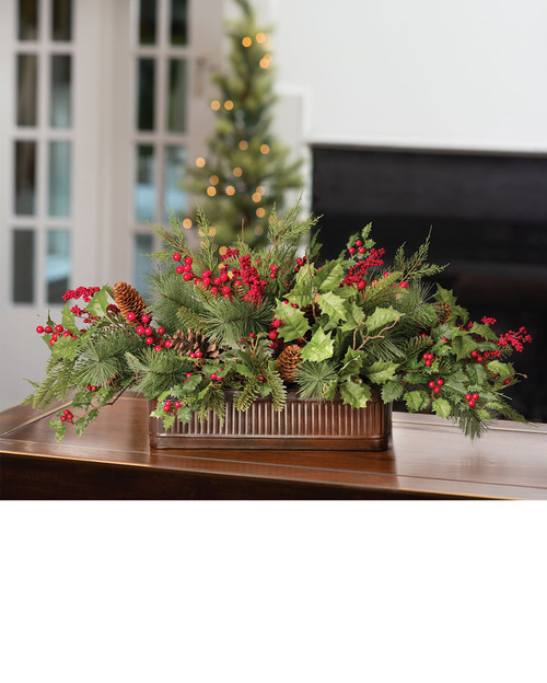 Pine, Berry & Cedar Medium Artificial Holiday Centerpiece
