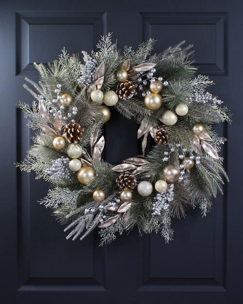 Champagne Elegance 24" Artificial Holiday Wreath, available at Petals.