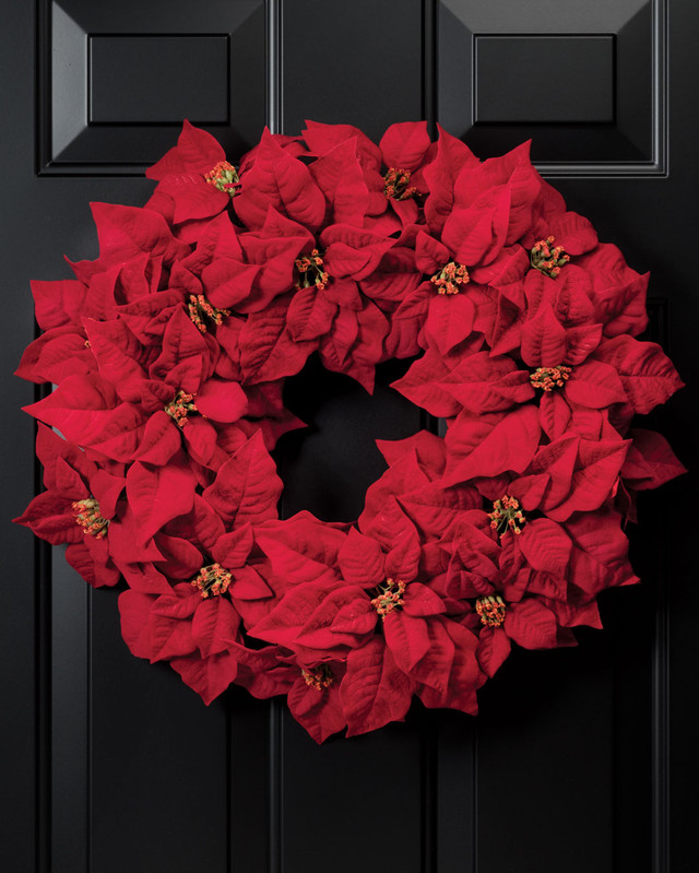 Holiday Poinsettia Silk Wreath