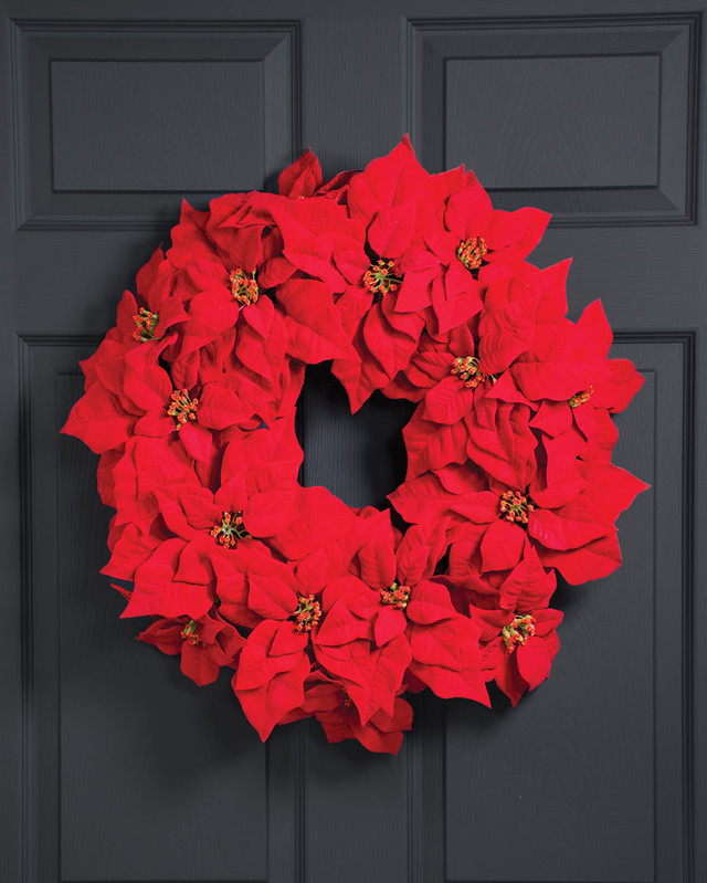 Holiday Poinsettia Silk Wreath