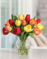 Mixed Primary Garden Tulip Faux Flower Bouquet