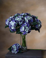 Heavenly Blue Silk Hydrangea Flower Stem