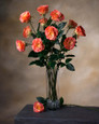Salmon/Peach Open Rose Silk Flower Stem