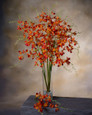 38" Artificial Dancing Orchid Flower Stem in Orange.