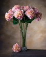 Mauve/Peach Silk Hydrangea Faux Flower Stem