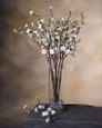 Cream 27" Silk Cherry Blossom Faux Flower Stem