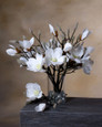 White Magnolia Silk Flower Stem Spray
