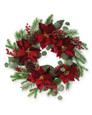 Plush Velvet Poinsettia, Pine & Berries Artificial Christmas Holiday Teardrop