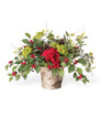 Achillea, Hydrangea & Holly Artificial Holiday Arrangement