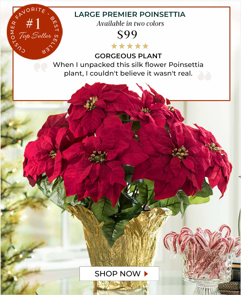 Poinsettia & Hydrangea Artificial Christmas Centerpiece