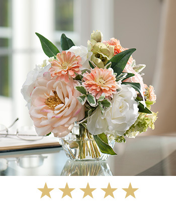 Peaches & Cream Silk Flower Arrangement, available at Petals.