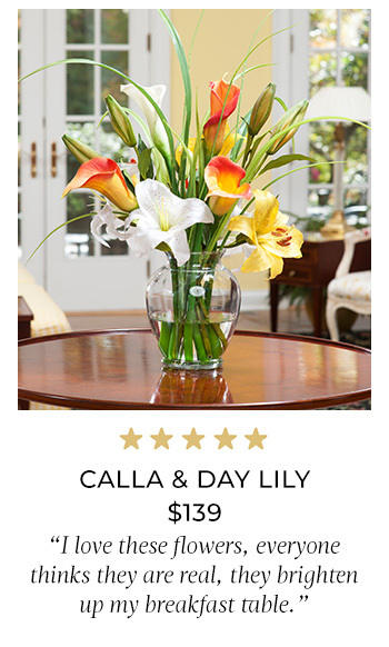 Calla & Day Lily Silk Flower Accent - $139 - FLC633-YEO