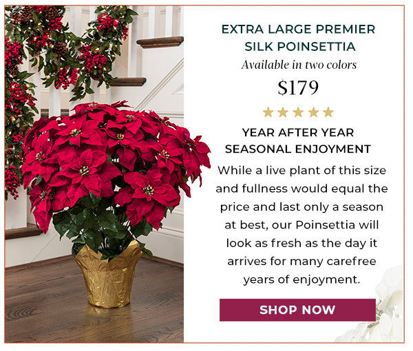 Extra Large Premier Faux Poinsettia Plant