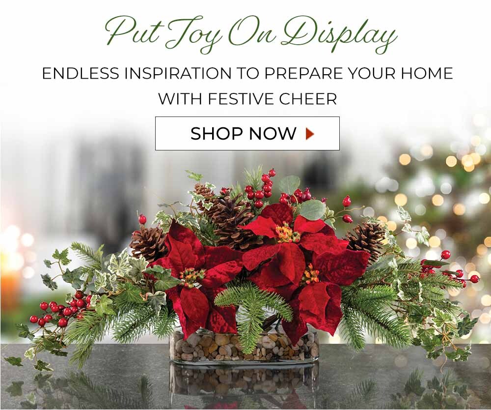 Decorate your office and home with beautiful silk poinsettia plants and holiday faux flower arrangements, wreaths, garlands, teardrops, and Christmas trees.