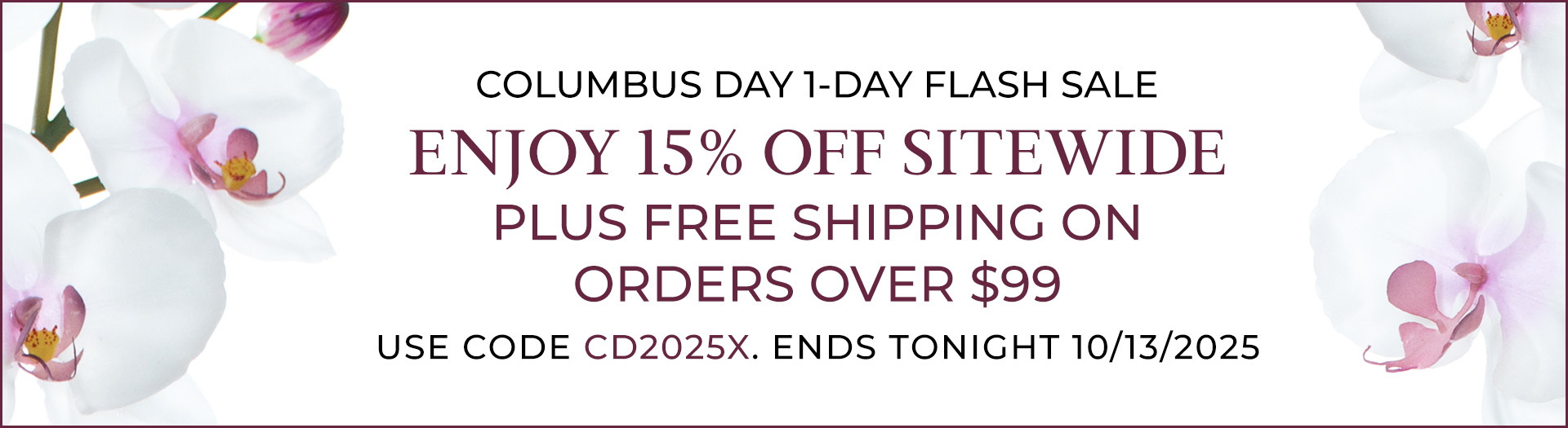 Columbus Day 1 Day Sale Event