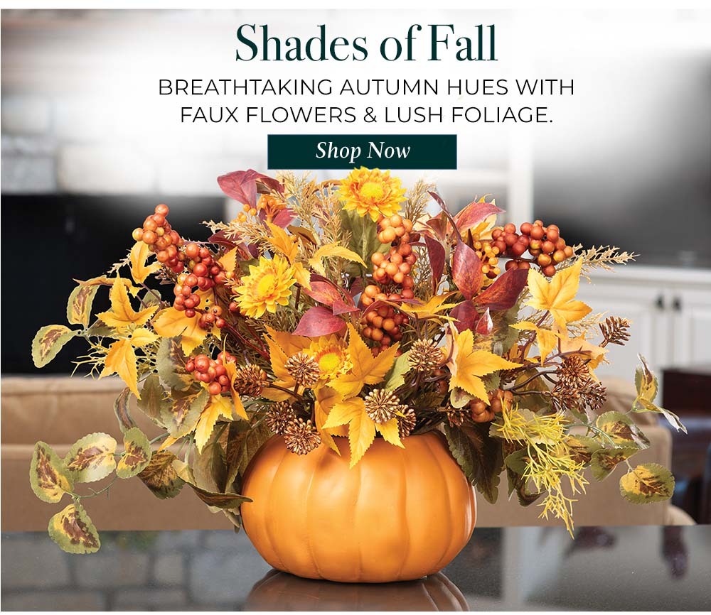 Fall Collection of Silk Faux Flowers, Plants, Wreaths, and Trees. 
