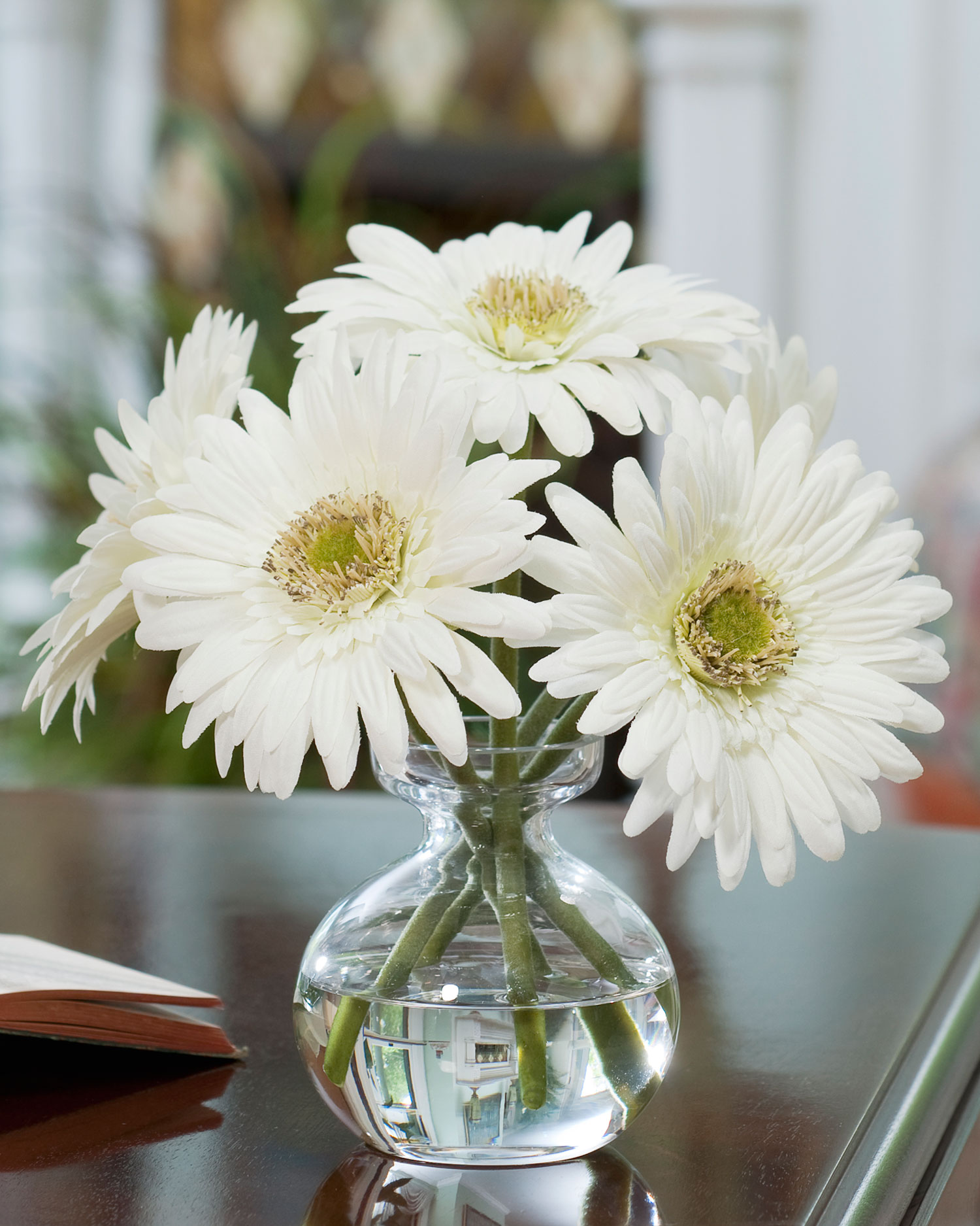 Natural Real Touch Artificial Silk Gerbera Daisy White/turquoise Blue  Single Stem DIY Wedding Bridal Bouquets, Centerpieces 