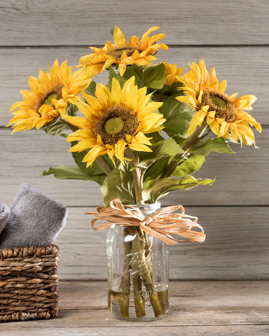 Artificial Sunflowers with Vase - Realistic Sunflower Centerpiece  Arrangement