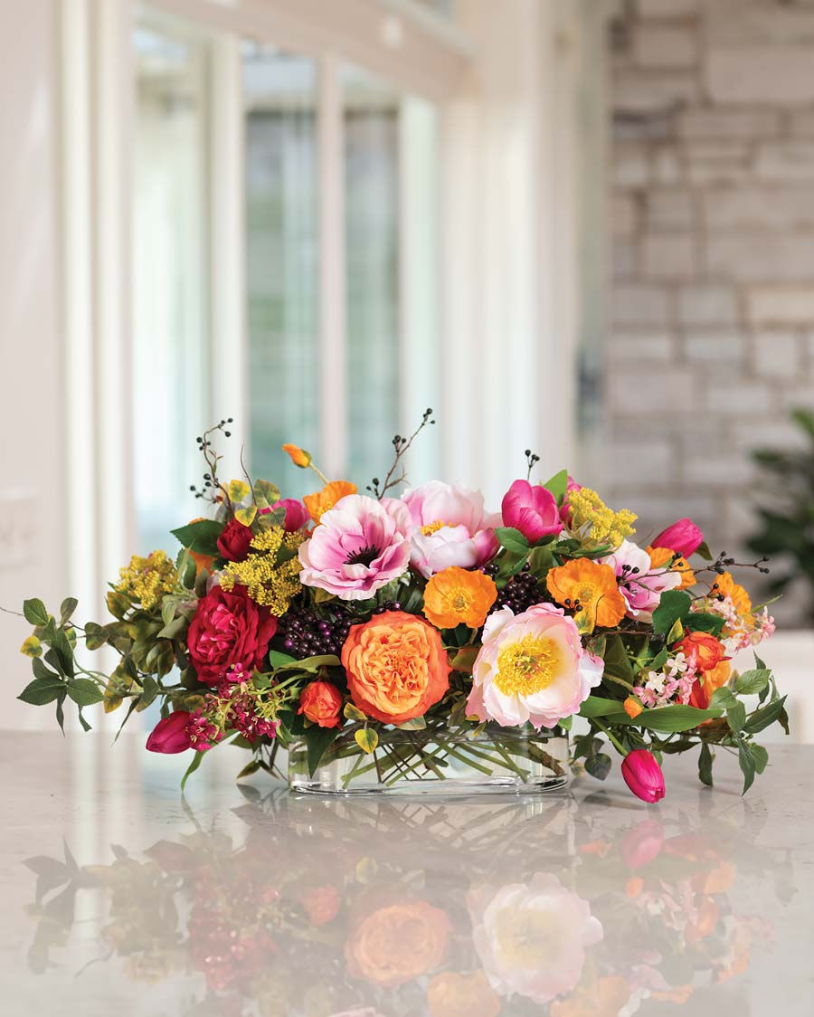 Silk flower centerpieces for shop tables