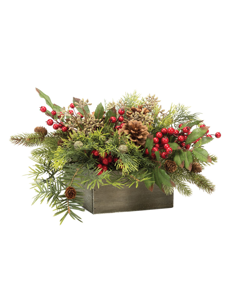 JR Pine & Berry Artificial Holiday Centerpiece - Petals.com