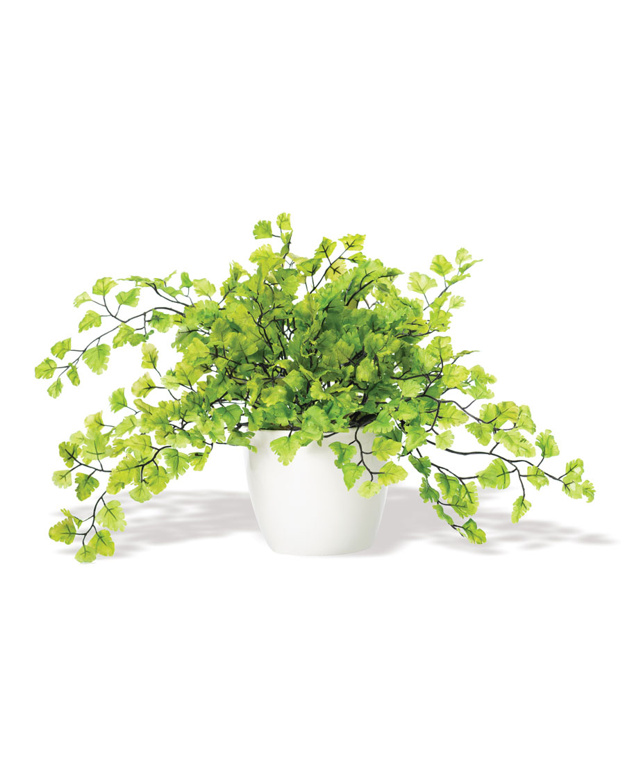 MyGift Artificial Maidenhair Fern Plant, Summer Home Decor Faux Potted Green Fern in Vintage Gray Wood Square Planter Pot