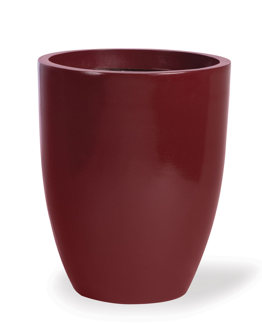 Fiberglass Garden Glaze Container - 11"W x 13.75"H - Oxblood, by Petals.