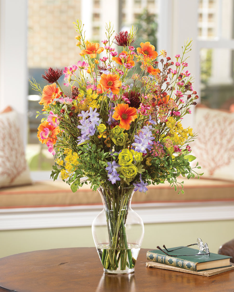 先着予約 Home Garden Decor Rose  Gypso w/Fluted Vase Silk Flower Arrange  花束、アレンジメント