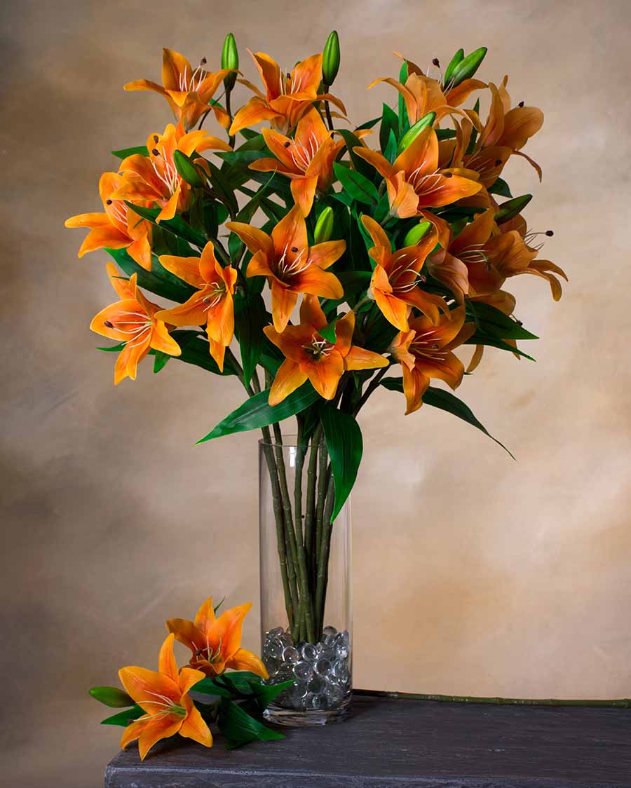 30 Tiger Lily Silk Flower Stem
