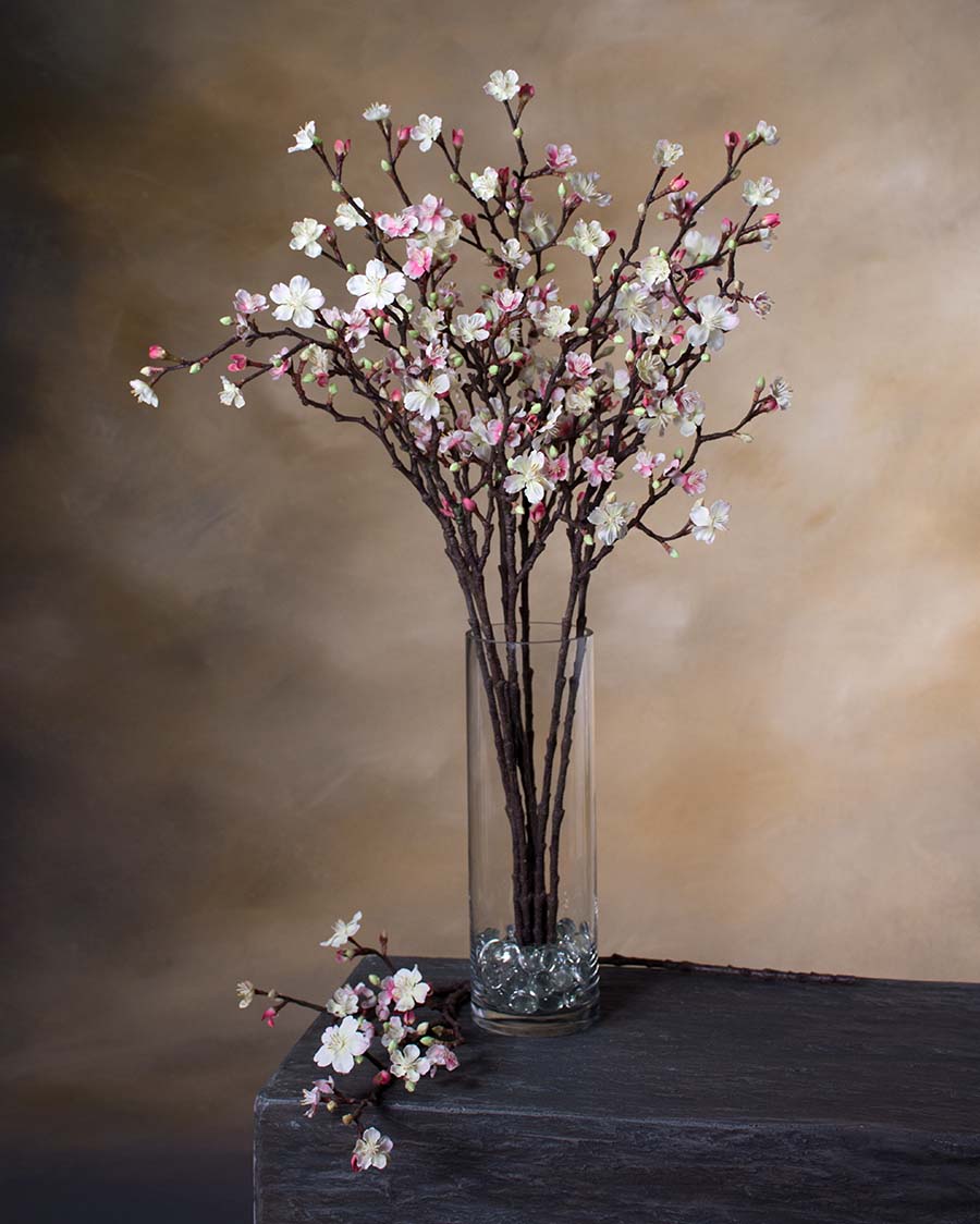 27" Silk Cherry Blossom Faux Flower Stem