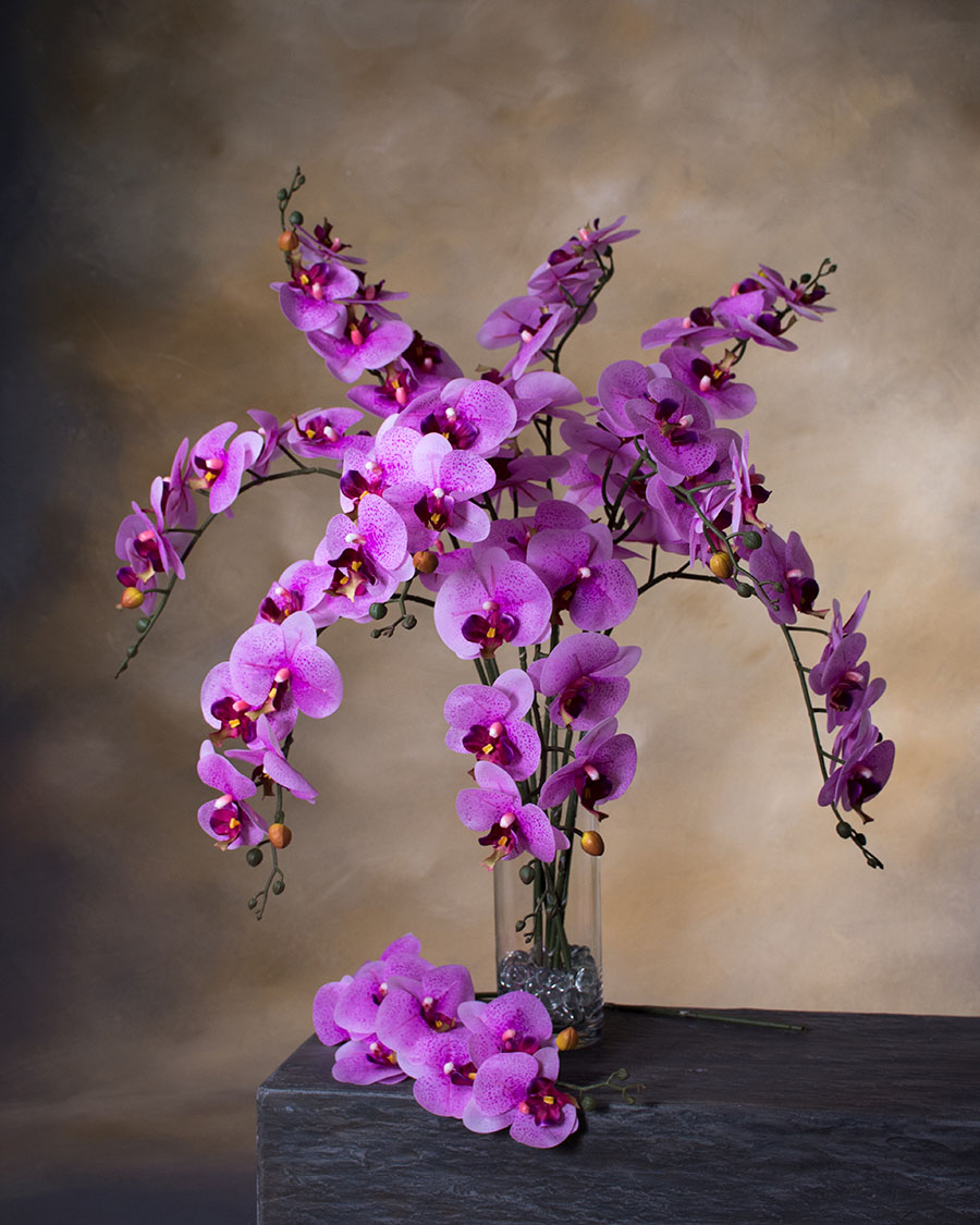 Lavender/TT Floppy Phalaenopsis Faux Foliage Orchid Stem