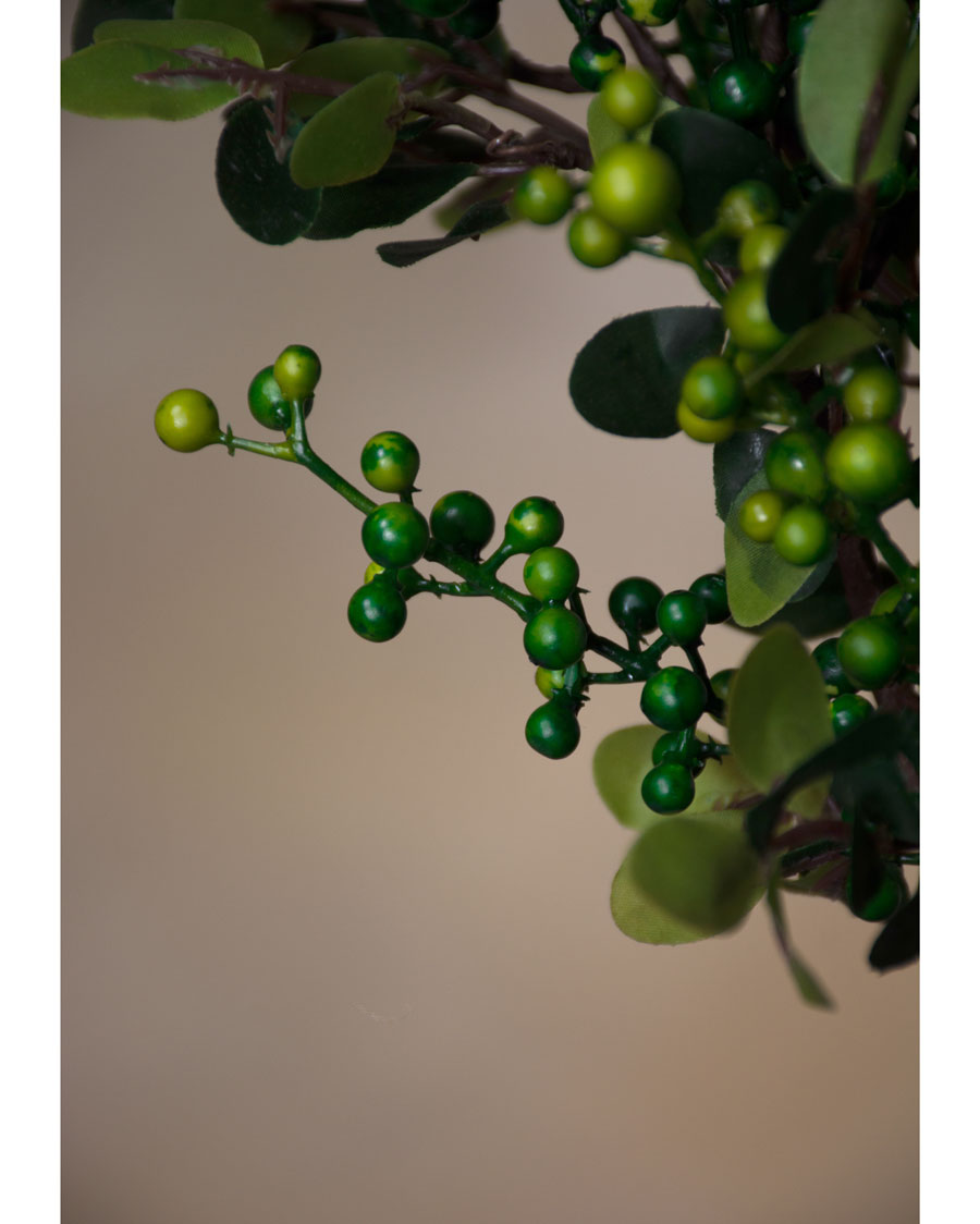 Artificial Fruit Green Berry Leaf Stem 18 Tall Silk Plant