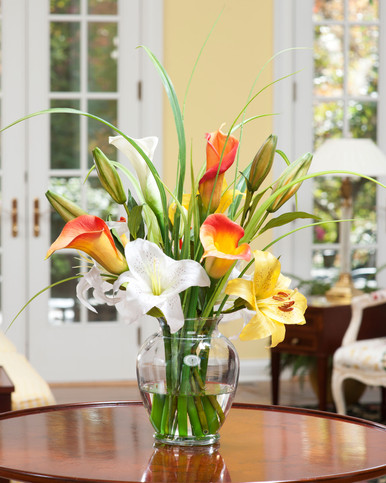 Calla & Day Lily Silk Flower Accent