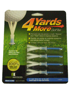 4 More Yards Golf Tees (4pk, 3 1/4" Blue) GreenKeepers NEW 4 More Yards Golf Tees (4pk, 3 1/4" Blue) GreenKeepers NEW