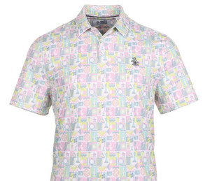 Original Penguin Polo Shirt (Pete's Game Grid Print, Bright White, Medium) NEW Original Penguin Polo Shirt (Pete's Game Grid Print, Bright White, Medium) NEW